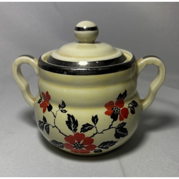 🌸Hall's Superior Quality Red Poppy Sugar & Creamer & Tea Pot With Lids - Picture 12 of 15